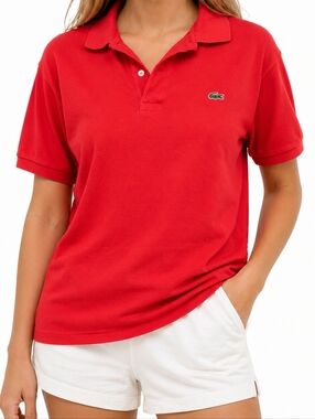 Lacoste ($145) Classic Polo Shirt Red Crocodile Logo Short Sleeve Cotton